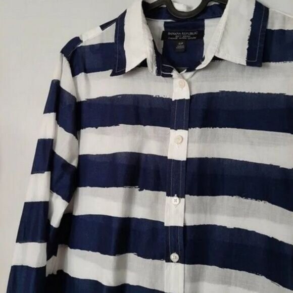BANANA REPUBLIC Soft-wash Rugby Stripe Shirt Sz S - Picture 8 of 13